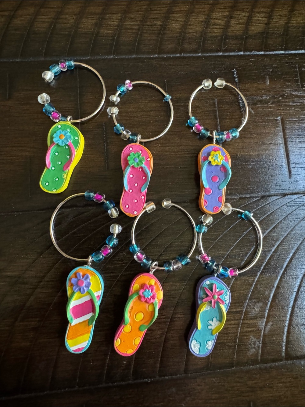 Flip-Flop Wine Glass Charms - Colorful Summer Set